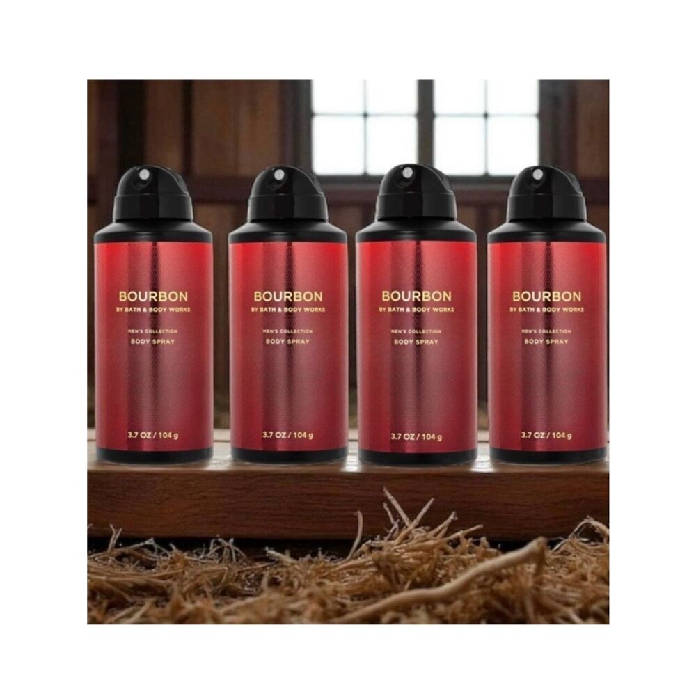 Bath & Body Works Lot of 4 Bourbon Men’s Collection Pepper Amber Oak Body Spray